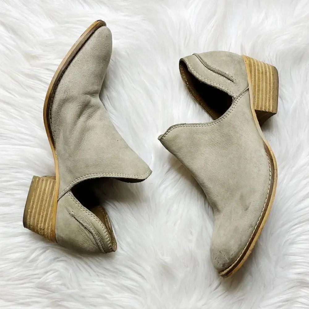Rebels Chris Leather Low Ankle Booties Stone Grey Size 7.5